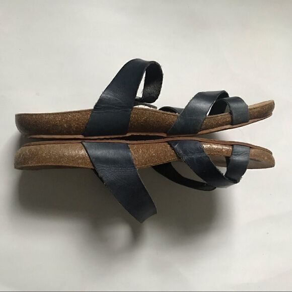 - Yokono blue leather buckle sandals with cork heel size 8 - Picture 5 of 8
